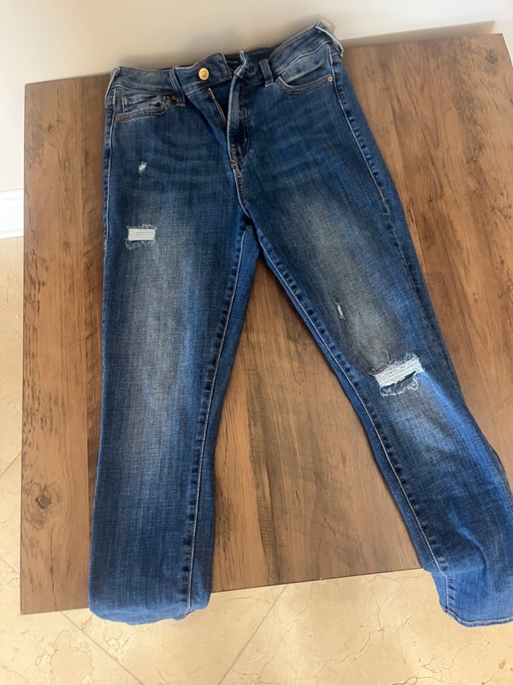 True Religion Women's Dark Blue Skinny Jeans with Faded Finish - Picture 5 of 7